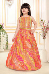 Elegant Multicolor Sequin And Embroidery Lehenga Choli Set For Girls