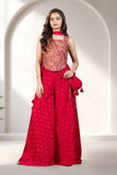 Rani Pink Embroidered Palazzo Set with Dupatta for Girls