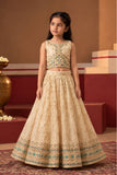 Cream Zari Embroidered Lehenga Choli For Girls