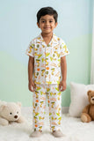 Boys White Giraffe Print Night Suit Set