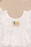Adorable Girls White Lace Detail A-Line Dress with Ruffle Sleeves