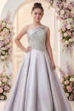 Lavender Sequin Embellished Gown For Girls