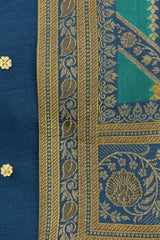 Blue Premium Brocade Indo Western Suit Set For Boys