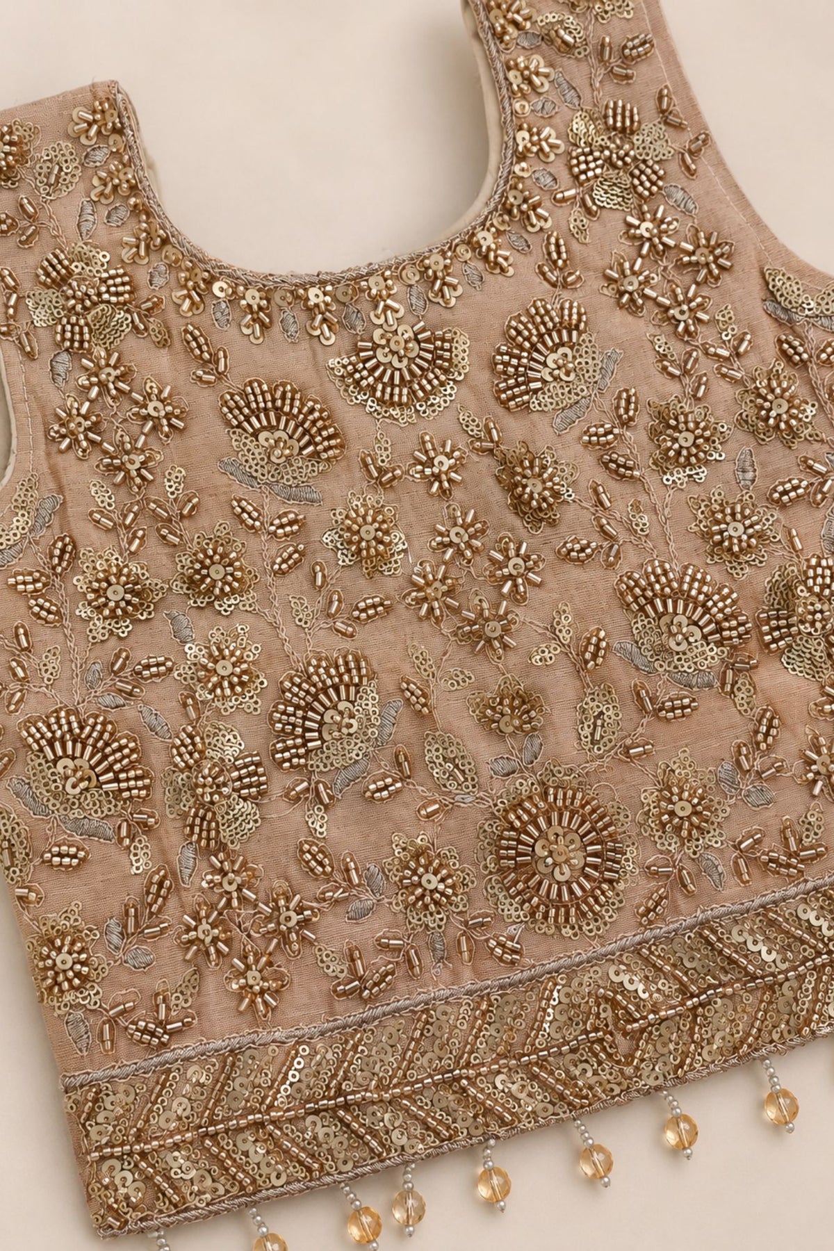 Girls Grey And Champagne Gold Embellished Palazzo Set With Dupatta