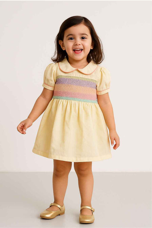 Cream Cotton Dress For Girls