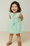Mint Green Sequin Embroidered Dress for Girls