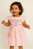 Pink Embroidered Cotton Frock for Girls