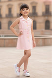 Pink Confetti Button Down Sleeveless Cotton Dress for Girls