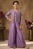 Lilac Palazzo Set with Embroidered Jacket For Girls