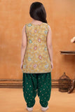 Mustard Yellow Floral Embroidered Patiala Set with Dupatta For Girls
