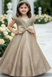 Fawn Shimmer Bow Detail Party Gown For Girls
