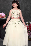 White Embroidered Lehenga Choli Set For Girls
