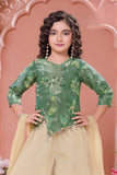 Green Embroidered Top with Ivory Palazzo Set And Dupatta For Girls