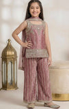 Dusty Pink Designer Embroidered Palazzo Set For Girls