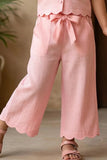 Girls Pink Sleeveless Embroidered Co-Ord Set with Wide Leg Pants