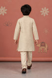 Boys Ivory Mirror Embroidered Kurta Pajama Set With Embroidery