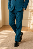Boys Teal Embroidered Shawl Collar Party Wear Suit Set