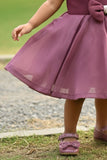 Mauve Embellished Bow Charm Party Frock for Girls