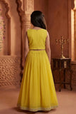 Girls Lime Yellow Embroidered Lehenga Choli Set