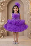 Purple Sequined Ruffled Party Wear Frock for Girls