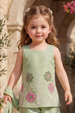 Girls Green With Pink Floral Embroidered Patiala Set