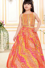 Elegant Multicolor Sequin And Embroidery Lehenga Choli Set For Girls