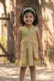 Mustard Bloom Sleeveless Floral Dress for Girls