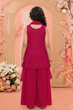 Pink Embroidered Palazzo Set for Girls