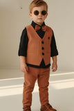 Boys Brown Waistcoat Suit Set with Bow Tie