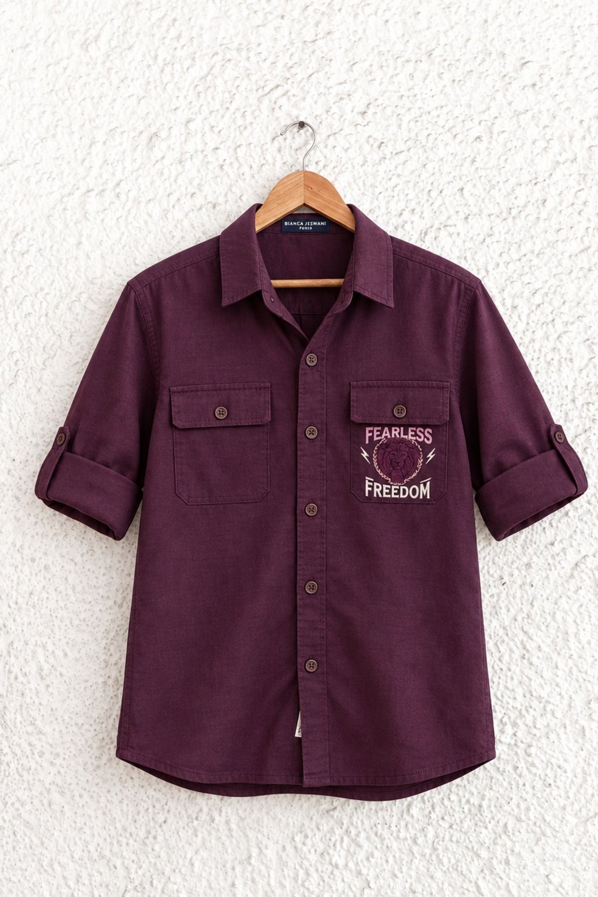 Maroon Printed Cotton Shirt for Boys