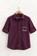 Maroon Printed Cotton Shirt for Boys