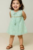 Mint Green Sequin Embroidered Dress for Girls