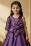Violet Floral Embellished Party Gown For Girls