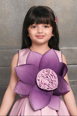 Purple Double Shaded Gown With Floral Embellished For Girls