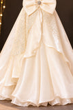 Cream Sequin Embellished Party Wear Gown For Girls