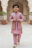 Dusty Mauve Embroidered Kurta Jacket Set for Boys