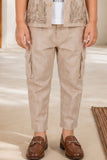 Stylish Beige Co-ord Set with Embroidered Jacket and T-Shirt For Boys