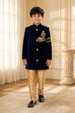 Boys Royal Navy Blue Velvet Sherwani Set