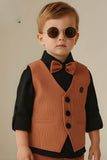 Boys Brown Waistcoat Suit Set with Bow Tie
