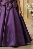 Violet Floral Embellished Party Gown For Girls