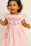 Pink Embroidered Cotton Frock for Girls