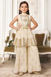 Girls Ivory Embroidered Palazzo Set with Dupatta