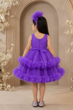 Purple Sequined Ruffled Party Wear Frock for Girls