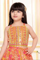 Elegant Multicolor Sequin And Embroidery Lehenga Choli Set For Girls