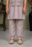 Onion Pink Embroidered Kurta Pajama Set with Ethnic Jacket for Boys
