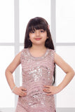 Dusty Pink Sequin Embellished Patiala Set For Girls