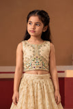 Cream Zari Embroidered Lehenga Choli For Girls