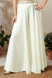 Ivory White Palazzo Set with Gold Beadwork Crop Top For Girls