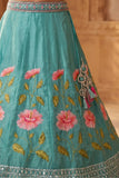 Pista Floral Embroidered Lehenga Choli Set With Dupatta for Girls