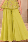 Mustard Zari Embroidery With Sequins Work Palazzo Set For Girls